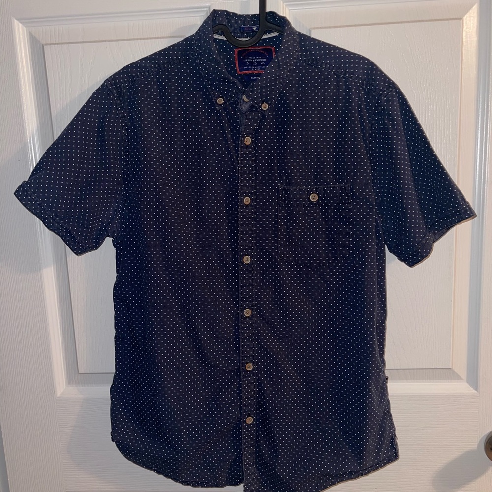 Denim & Flower Dark Blue Men's Shirt with Dots